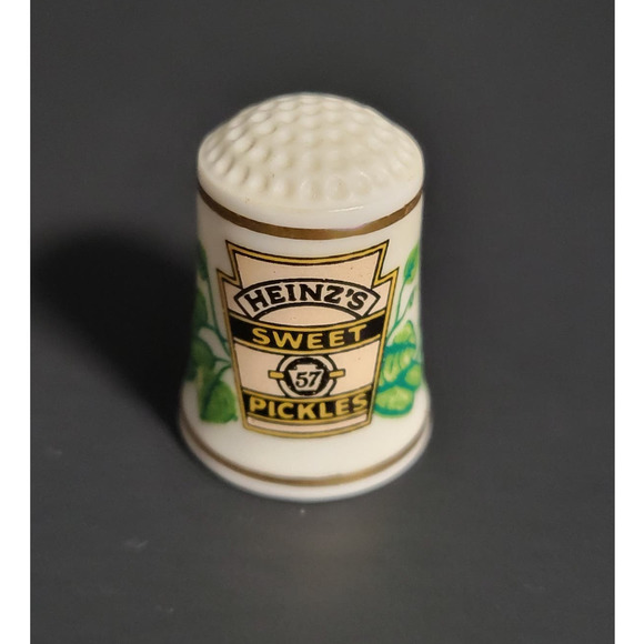 Vintage FP Heinz's 57 Sweet Pickles Porcelain Thimble Advertising Collectible - Picture 4 of 7